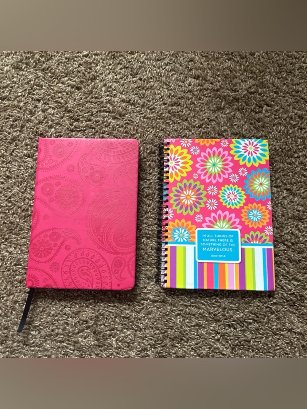 Bright Floral Spiral Notebook & Pink Embossed Journal Set